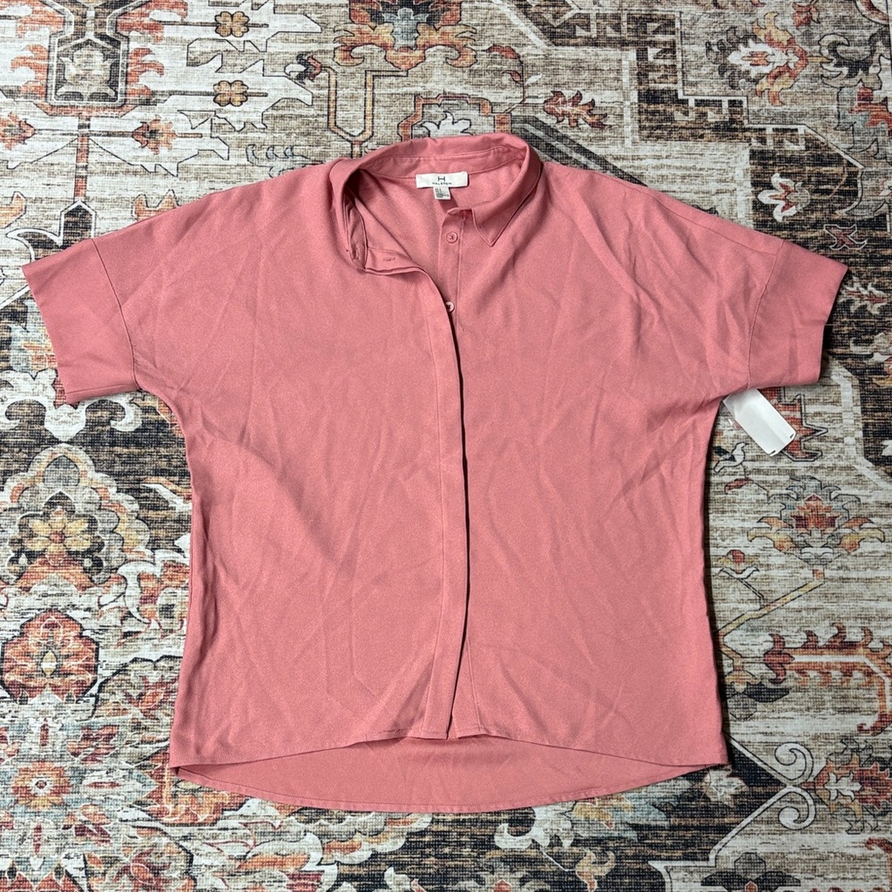 NEW Halston Heritage Rose Button Down Shirt sz S